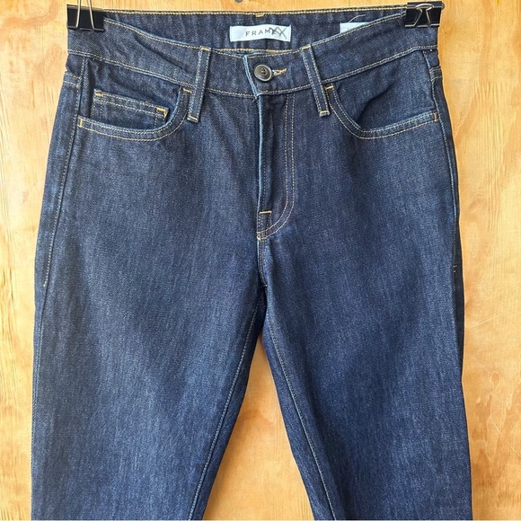 Frame Le Crop Mini Boot Rolled Hem Dark Wash Denim Jean - Picture 6 of 14